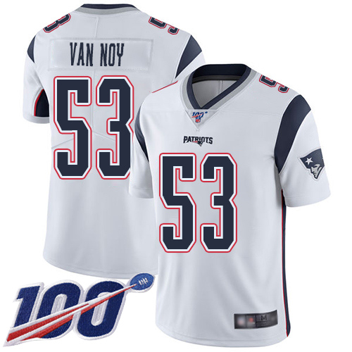 Patriots #53 Kyle Van Noy White Youth Stitched Football 100th Season Vapor Limited Jersey