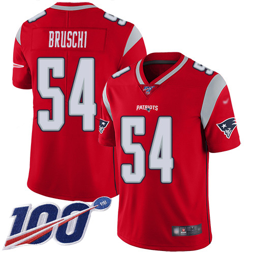 Patriots #54 Tedy Bruschi Red Youth Stitched Football Limited Inverted Legend 100th Season Jersey