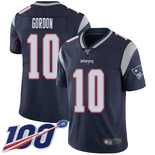 Patriots #10 Josh Gordon Navy Blue Team Color Youth Stitched Football 100th Season Vapor Limited Jersey