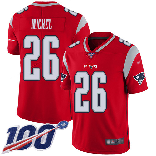 Patriots #26 Sony Michel Red Youth Stitched Football Limited Inverted Legend 100th Season Jersey