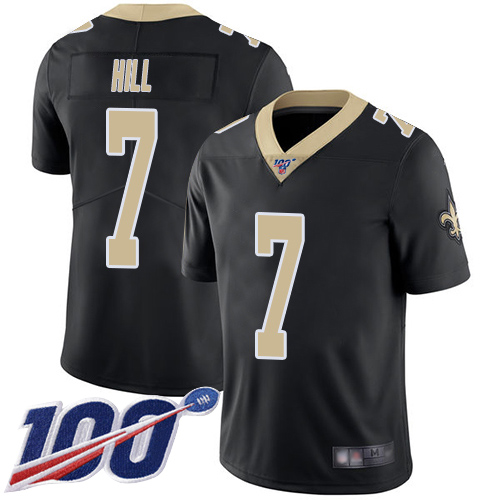 Saints #7 Taysom Hill Black Team Color Youth Stitched Football 100th Season Vapor Limited Jersey