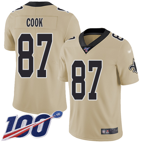 Saints #87 Jared Cook Gold Youth Stitched Football Limited Inverted Legend 100th Season Jersey