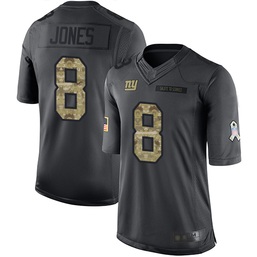Giants #8 Daniel Jones Black Youth Stitched Football Limited 2016 Salute to Service Jersey