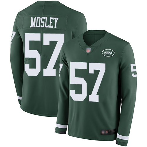Nike Jets #57 C.J. Mosley Green Team Color Youth Stitched NFL Limited Therma Long Sleeve Jersey