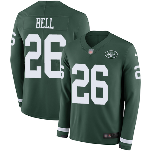 Nike Jets #26 Le'Veon Bell Green Team Color Youth Stitched NFL Limited Therma Long Sleeve Jersey