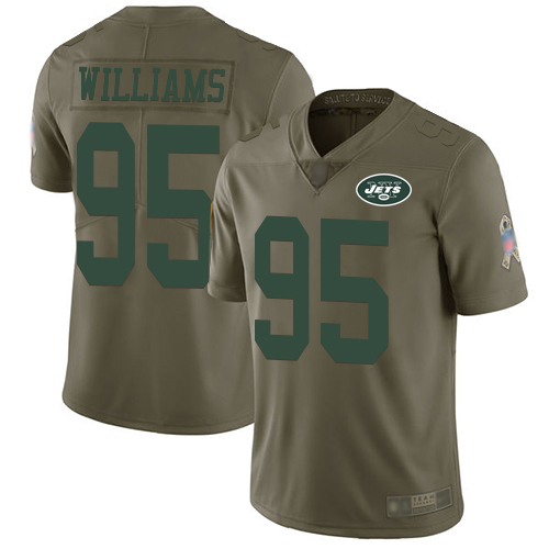 Nike Jets #95 Quinnen Williams Olive Youth Stitched NFL Limited 2017 Salute to Service Jersey