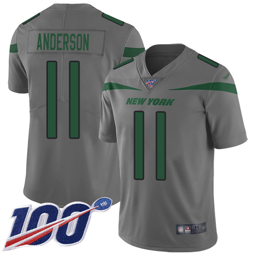 Jets #11 Robby Anderson Gray Youth Stitched Football Limited Inverted Legend 100th Season Jersey