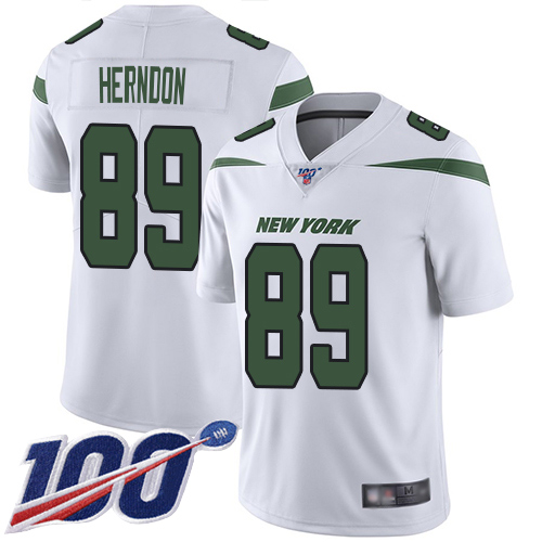 Jets #89 Chris Herndon White Youth Stitched Football 100th Season Vapor Limited Jersey