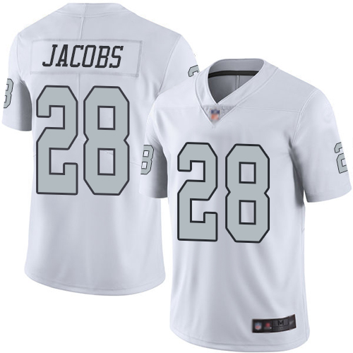 Nike Raiders #28 Josh Jacobs White Youth Stitched NFL Limited Rush Jersey