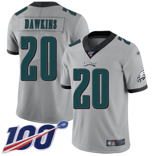 Eagles #20 Brian Dawkins Silver Youth Stitched Football Limited Inverted Legend 100th Season Jersey
