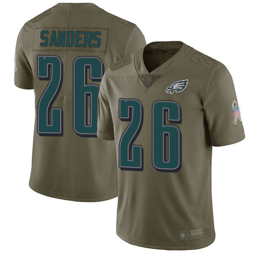 Eagles #26 Miles Sanders Olive Youth Stitched Football Limited 2017 Salute to Service Jersey