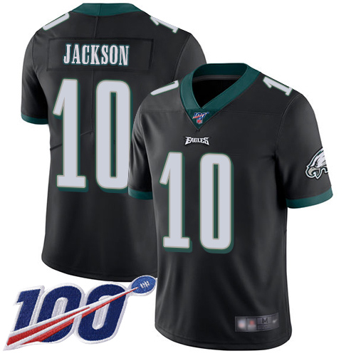 Eagles #10 DeSean Jackson Black Alternate Youth Stitched Football 100th Season Vapor Limited Jersey