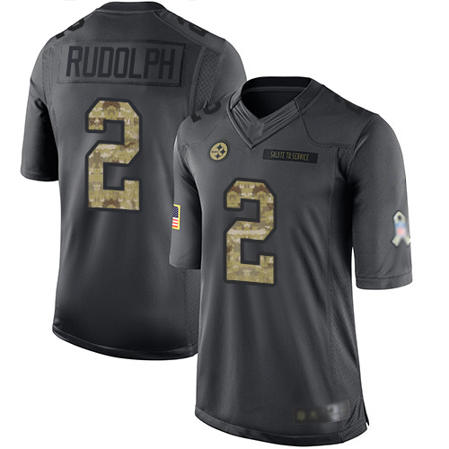 Steelers #2 Mason Rudolph Black Youth Stitched Football Limited 2016 Salute to Service Jersey