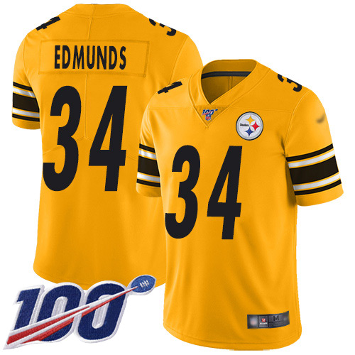 Steelers #34 Terrell Edmunds Gold Youth Stitched Football Limited Inverted Legend 100th Season Jersey