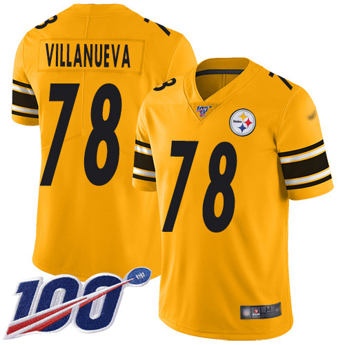 Steelers #78 Alejandro Villanueva Gold Youth Stitched Football Limited Inverted Legend 100th Season Jersey