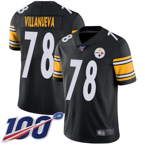 Steelers #78 Alejandro Villanueva Black Team Color Youth Stitched Football 100th Season Vapor Limited Jersey