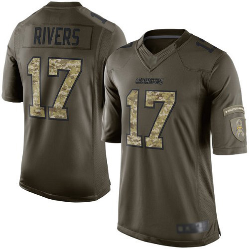 Chargers #17 Philip Rivers Green Youth Stitched Football Limited 2015 Salute to Service Jersey