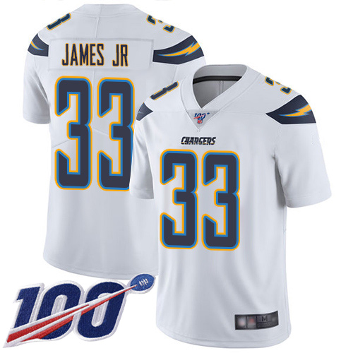 Chargers #33 Derwin James Jr White Youth Stitched Football 100th Season Vapor Limited Jersey