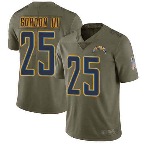 Nike Chargers #25 Melvin Gordon III Olive Youth Stitched NFL Limited 2017 Salute to Service Jersey