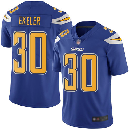 Chargers #30 Austin Ekeler Electric Blue Youth Stitched Football Limited Rush Jersey