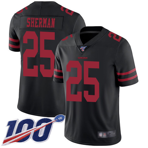 49ers #25 Richard Sherman Black Alternate Youth Stitched Football 100th Season Vapor Limited Jersey