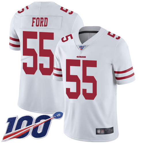 49ers #55 Dee Ford White Youth Stitched Football 100th Season Vapor Limited Jersey