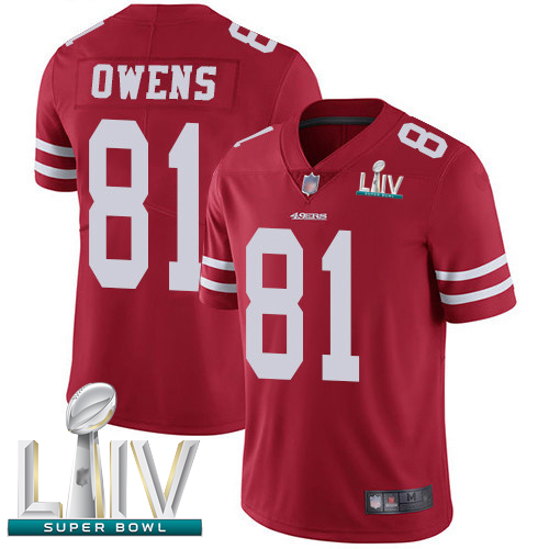 49ers #81 Terrell Owens Red Team Color Super Bowl LIV Bound Youth Stitched Football Vapor Untouchable Limited Jersey