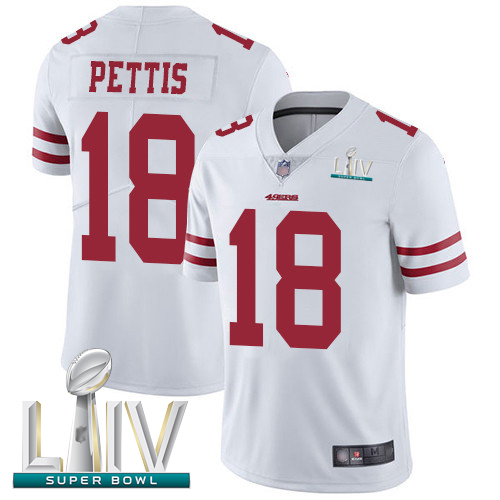 49ers #18 Dante Pettis White Super Bowl LIV Bound Youth Stitched Football Vapor Untouchable Limited Jersey
