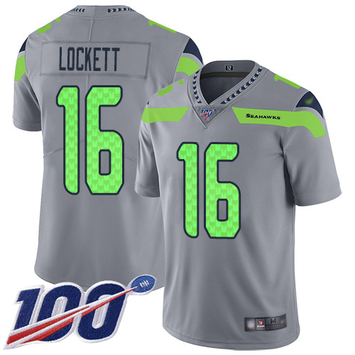 Seahawks #16 Tyler Lockett Gray Youth Stitched Football Limited Inverted Legend 100th Season Jersey