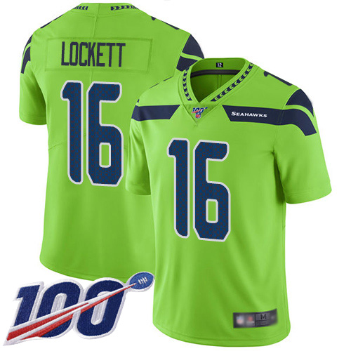 Seahawks #16 Tyler Lockett Green Youth Stitched Football Limited Rush 100th Season Jersey