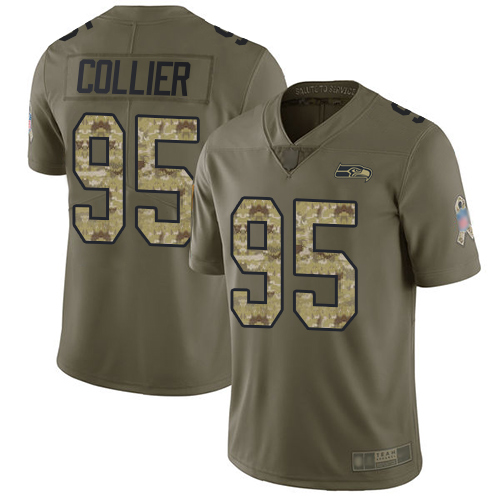 Seahawks #95 L.J. Collier Olive/Camo Youth Stitched Football Limited 2017 Salute to Service Jersey