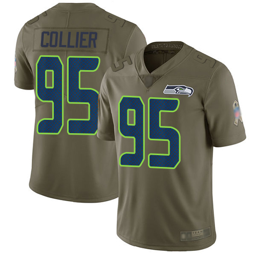 Seahawks #95 L.J. Collier Olive Youth Stitched Football Limited 2017 Salute to Service Jersey