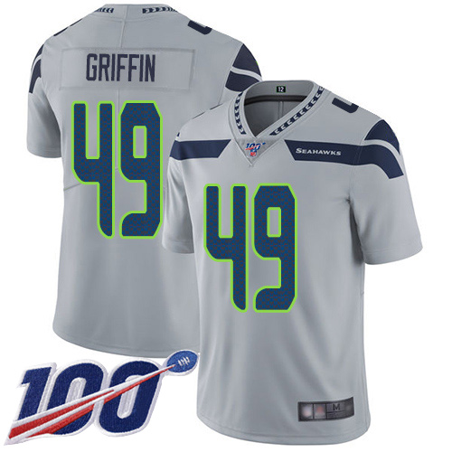 Seahawks #49 Shaquem Griffin Grey Alternate Youth Stitched Football 100th Season Vapor Limited Jersey