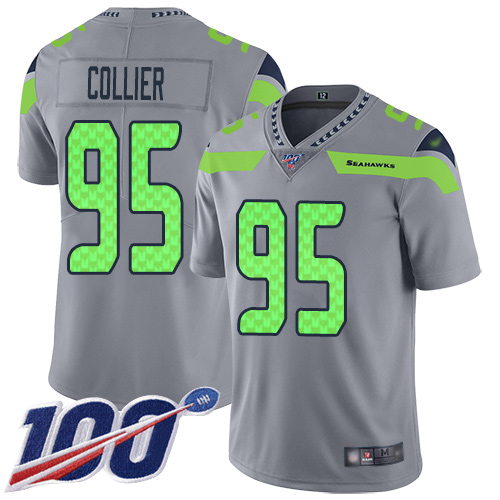 Seahawks #95 L.J. Collier Gray Youth Stitched Football Limited Inverted Legend 100th Season Jersey