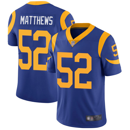 Nike Rams #52 Clay Matthews Royal Blue Alternate Youth Stitched NFL Vapor Untouchable Limited Jersey