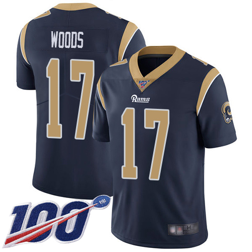 Rams #17 Robert Woods Navy Blue Team Color Youth Stitched Football 100th Season Vapor Limited Jersey