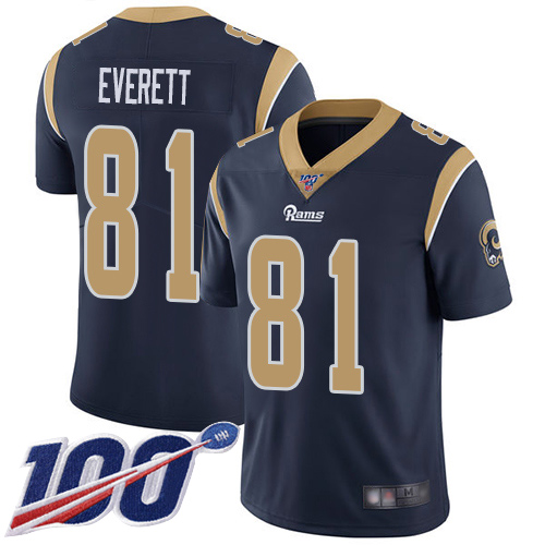 Rams #81 Gerald Everett Navy Blue Team Color Youth Stitched Football 100th Season Vapor Limited Jersey