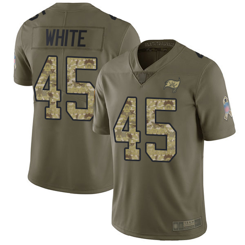 Buccaneers #45 Devin White Olive/Camo Youth Stitched Football Limited 2017 Salute to Service Jersey