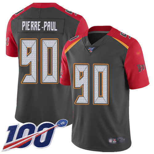Buccaneers #90 Jason Pierre-Paul Gray Youth Stitched Football Limited Inverted Legend 100th Season Jersey