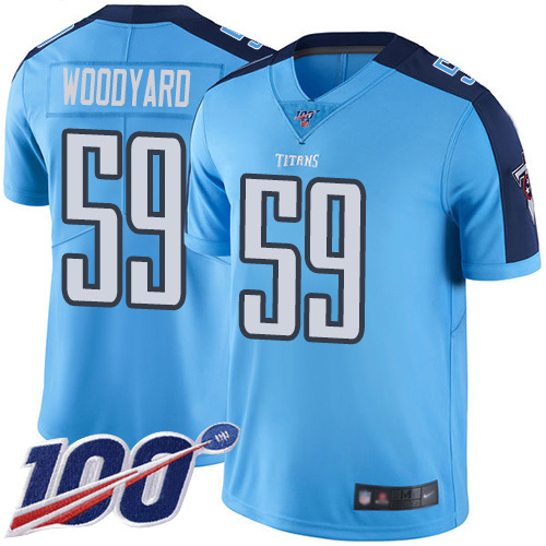 Titans #59 Wesley Woodyard Light Blue Youth Stitched Football Limited Rush 100th Season Jersey