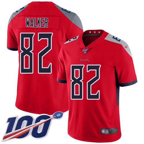 Titans #82 Delanie Walker Red Youth Stitched Football Limited Inverted Legend 100th Season Jersey
