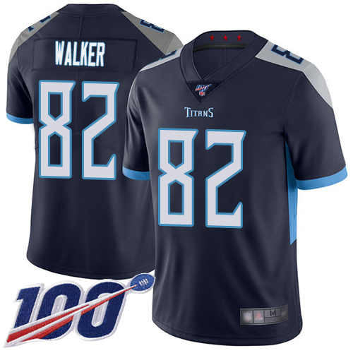 Titans #82 Delanie Walker Navy Blue Team Color Youth Stitched Football 100th Season Vapor Limited Jersey