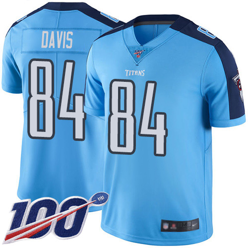Titans #84 Corey Davis Light Blue Youth Stitched Football Limited Rush 100th Season Jersey