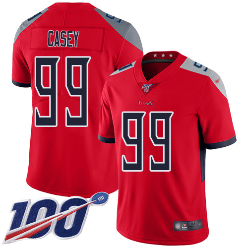 Titans #99 Jurrell Casey Red Youth Stitched Football Limited Inverted Legend 100th Season Jersey
