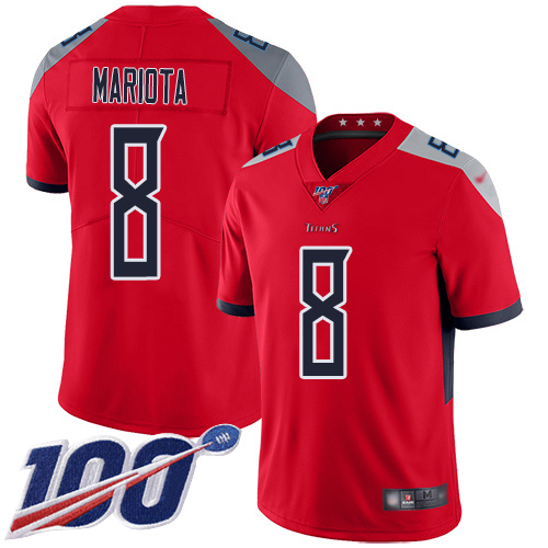 Titans #8 Marcus Mariota Red Youth Stitched Football Limited Inverted Legend 100th Season Jersey