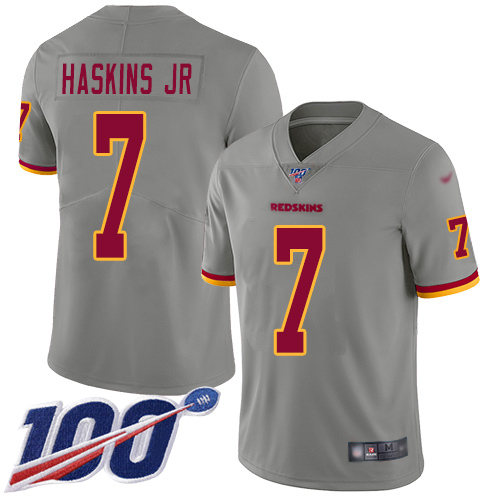 Redskins #7 Dwayne Haskins Jr Gray Youth Stitched Football Limited Inverted Legend 100th Season Jersey