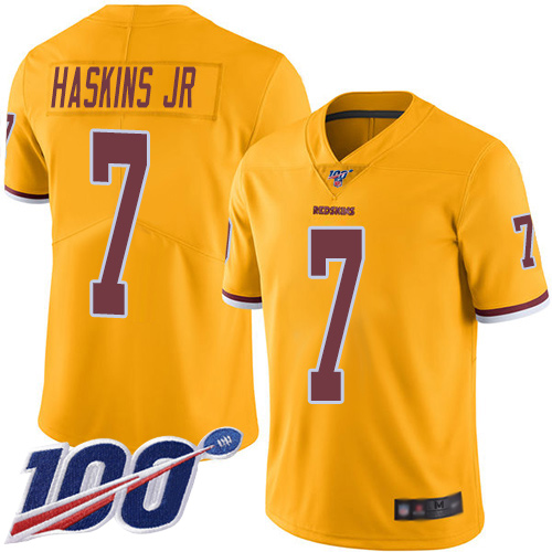 Redskins #7 Dwayne Haskins Jr Gold Youth Stitched Football Limited Rush 100th Season Jersey