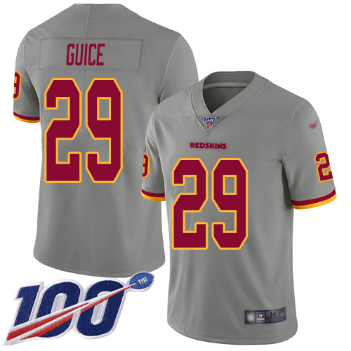 Redskins #29 Derrius Guice Gray Youth Stitched Football Limited Inverted Legend 100th Season Jersey