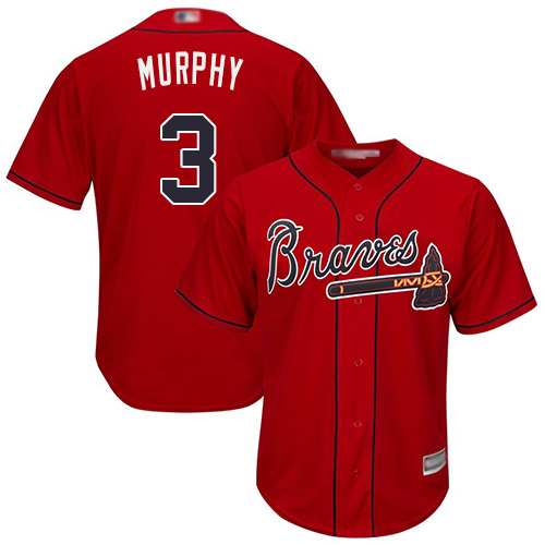Braves #3 Dale Murphy Red Cool Base Stitched Youth Baseball Jersey