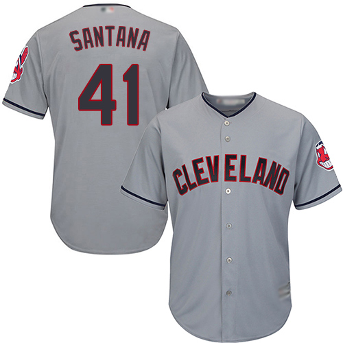 Indians #41 Carlos Santana Grey Road Stitched Youth Baseball Jersey